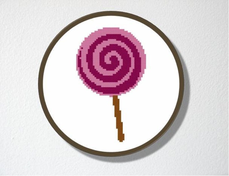 Counted Cross stitch Pattern PDF. Instant download. Lollipop. Includes easy beginners instructions. image 3
