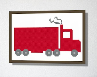 Counted Cross stitch Pattern PDF. Instant download. Semi Trailer. Includes easy beginners instructions.
