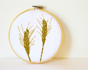 Counted Cross stitch Pattern PDF. Instant download. Wheat. Includes easy beginner instructions.