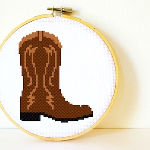 Counted Cross stitch Pattern PDF. Instant download. Cowboy Boot. Includes easy beginner instructions. image 1