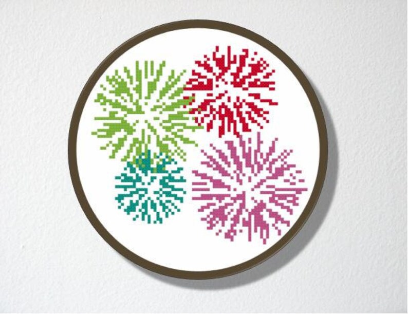 Counted Cross stitch Pattern PDF. Instant download. Fireworks. Includes beginners instructions. image 4