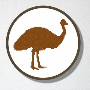 Counted Cross stitch Pattern PDF. Instant download. Emu Silhouette. Includes beginners instructions. image 2