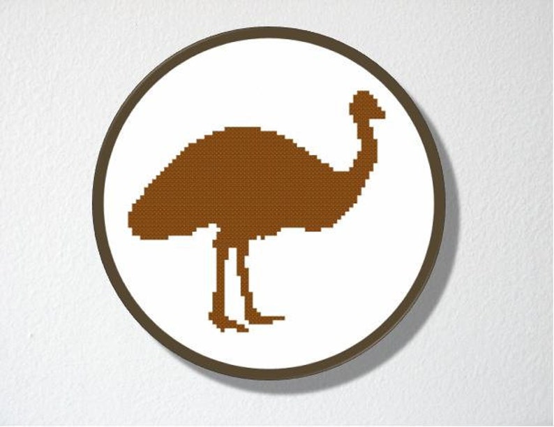 Counted Cross stitch Pattern PDF. Instant download. Emu Silhouette. Includes beginners instructions. image 2