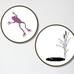 Counted Cross stitch Pattern PDF. Instant download. Leaping Frog silhouette. Includes easy beginner instructions. image 3