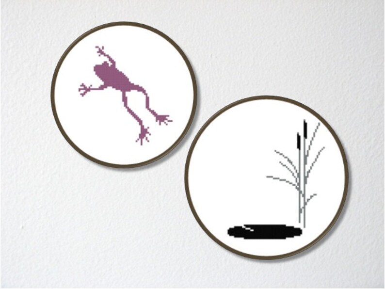 Counted Cross stitch Pattern PDF. Instant download. Leaping Frog silhouette. Includes easy beginner instructions. image 3