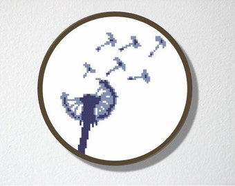 Dandelion Counted Cross stitch Pattern PDF. Instant download. Includes beginner instructions.