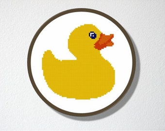 Counted Cross stitch Pattern PDF. Instant download. Rubber Ducky. Includes easy beginners instructions.