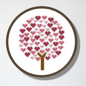 Counted Cross stitch Pattern PDF. Instant download. Deciduous Tree of Hearts. Includes easy beginner instructions. image 3