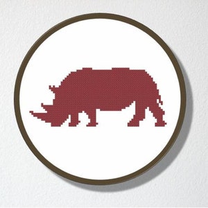Counted Cross stitch Pattern PDF. Instant download. Rhinoceros Silhouette. Includes easy beginners instructions. image 2