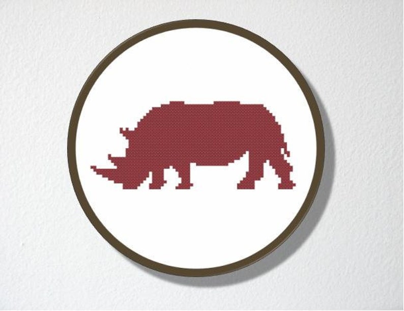 Counted Cross stitch Pattern PDF. Instant download. Rhinoceros Silhouette. Includes easy beginners instructions. image 2