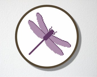 Counted Cross stitch Pattern PDF. Instant download. Dragonfly. Includes easy beginners instructions.
