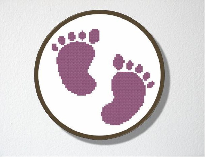 Counted Cross stitch Pattern PDF. Instant download. Baby Footprints. Includes easy beginner instructions. image 4