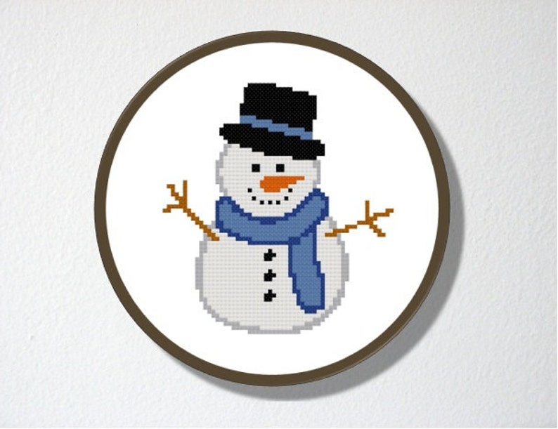 Counted Cross stitch Pattern PDF. Instant download. Snowman. Includes easy beginner instructions. image 4