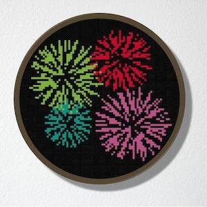 Counted Cross stitch Pattern PDF. Instant download. Fireworks. Includes beginners instructions. image 2