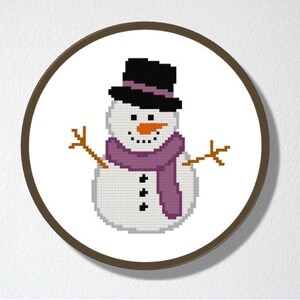 Counted Cross stitch Pattern PDF. Instant download. Snowman. Includes easy beginner instructions. image 2