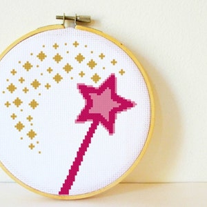 Counted Cross stitch Pattern PDF. Instant download. Magic Wand. Includes easy beginner instructions. image 1