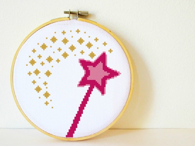 Counted Cross stitch Pattern PDF. Instant download. Magic Wand. Includes easy beginner instructions. image 1