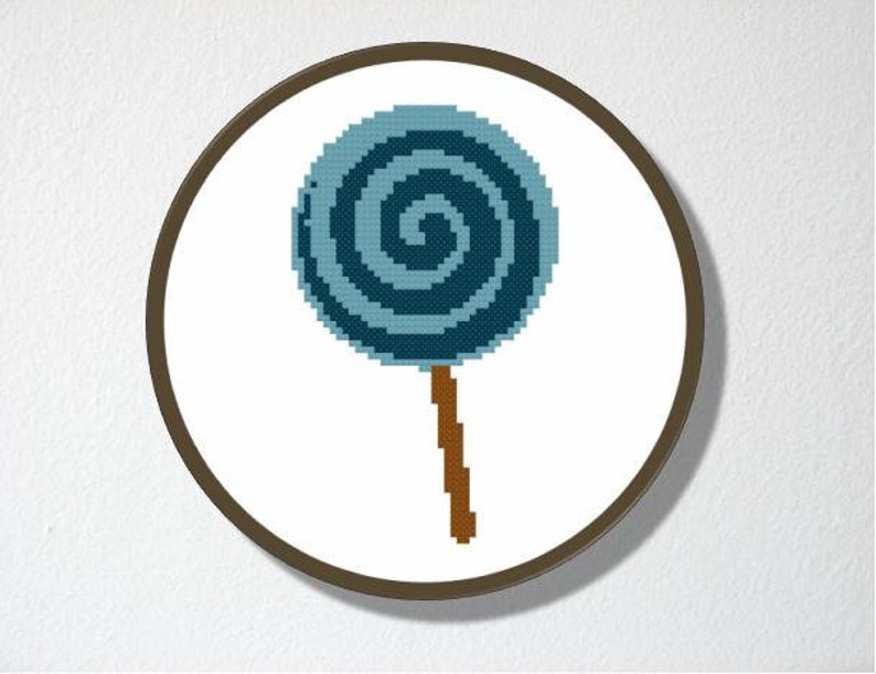 Counted Cross stitch Pattern PDF. Instant download. Lollipop. Includes easy beginners instructions. image 2