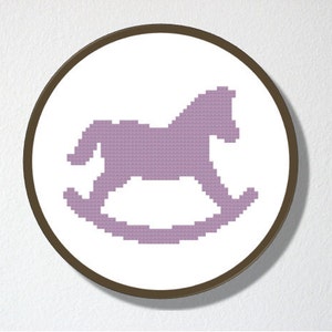 Counted Cross stitch Pattern PDF. Instant download. Rocking Horse Silhouette. Includes easy beginner instructions. image 4