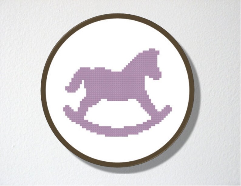 Counted Cross stitch Pattern PDF. Instant download. Rocking Horse Silhouette. Includes easy beginner instructions. image 4