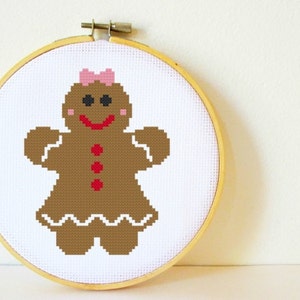 Counted Cross stitch Pattern PDF. Instant download. Gingerbread Girl. Includes easy beginner instructions. image 1