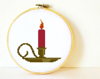 Counted Cross stitch Pattern PDF. Instant download. Vintage Candle Holder. Includes easy beginner instructions.