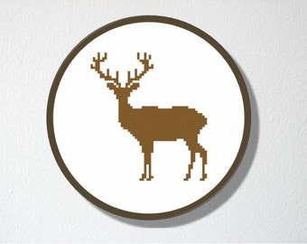 Counted Cross stitch Pattern PDF. Instant download. Deer Silhouette. Includes easy beginner instructions.