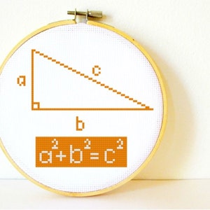 Counted Cross stitch Pattern PDF. Instant download. Pythagoras Theorem. Includes easy beginners instructions. image 1