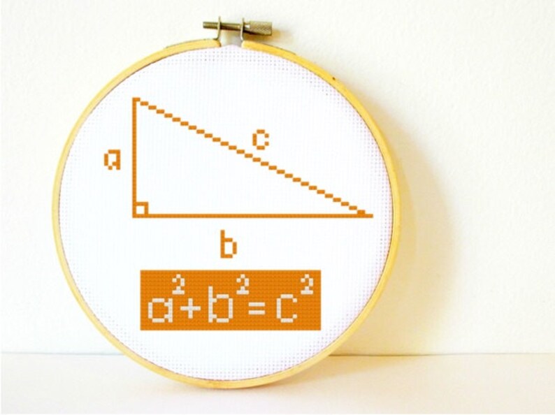 Counted Cross stitch Pattern PDF. Instant download. Pythagoras Theorem. Includes easy beginners instructions. image 1