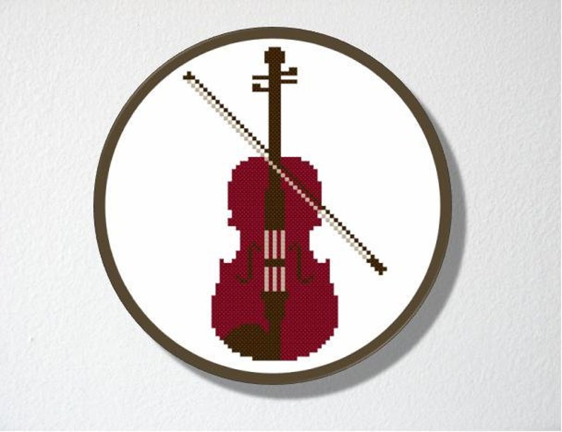 Counted Cross stitch Pattern PDF. Instant download. Violin. Includes easy beginner instructions. image 5