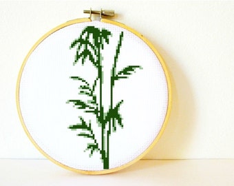 Counted Cross stitch Pattern PDF. Instant download. Bamboo. Includes easy beginner instructions.