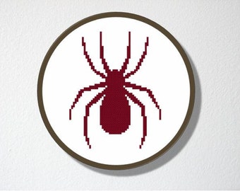 Counted Cross stitch Pattern PDF. Instant download. Spider Silhouette. Includes easy beginners instructions.
