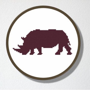 Counted Cross stitch Pattern PDF. Instant download. Rhinoceros Silhouette. Includes easy beginners instructions. image 3