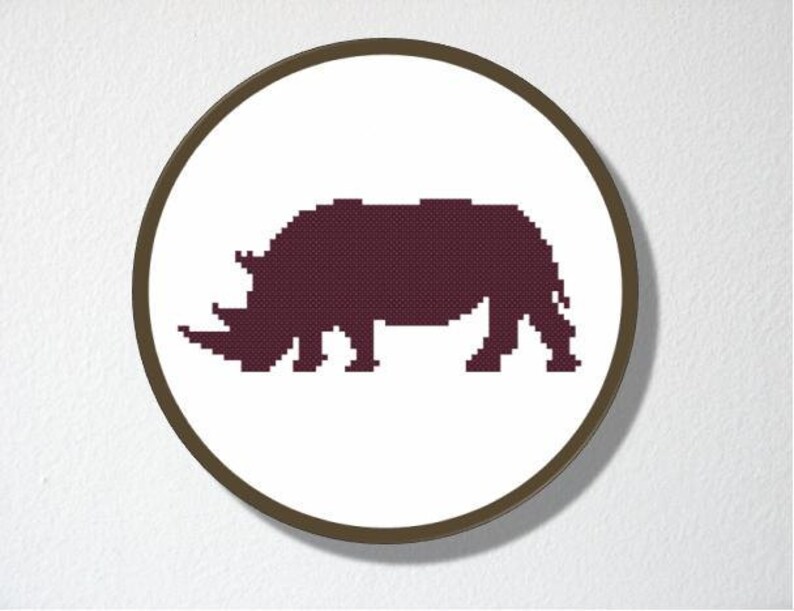 Counted Cross stitch Pattern PDF. Instant download. Rhinoceros Silhouette. Includes easy beginners instructions. image 3