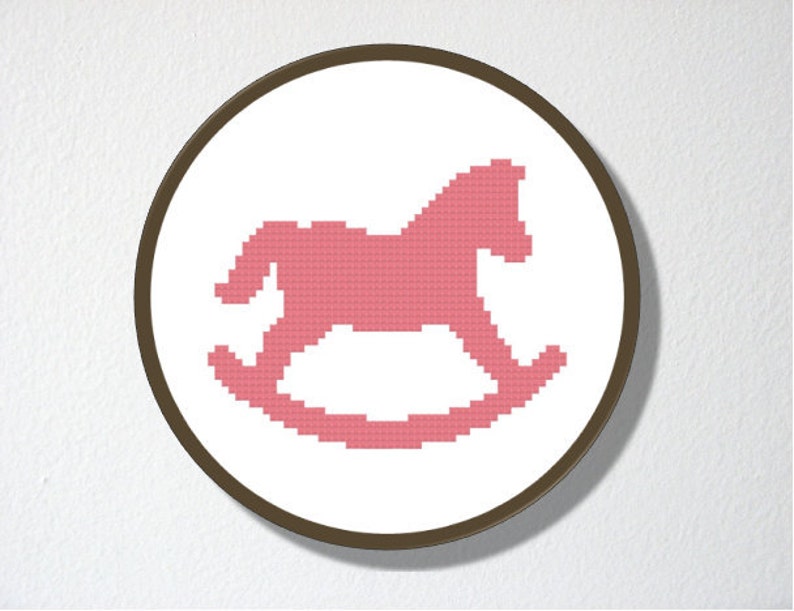 Counted Cross stitch Pattern PDF. Instant download. Rocking Horse Silhouette. Includes easy beginner instructions. image 1