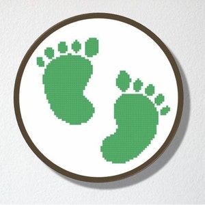 Counted Cross stitch Pattern PDF. Instant download. Baby Footprints. Includes easy beginner instructions. image 3