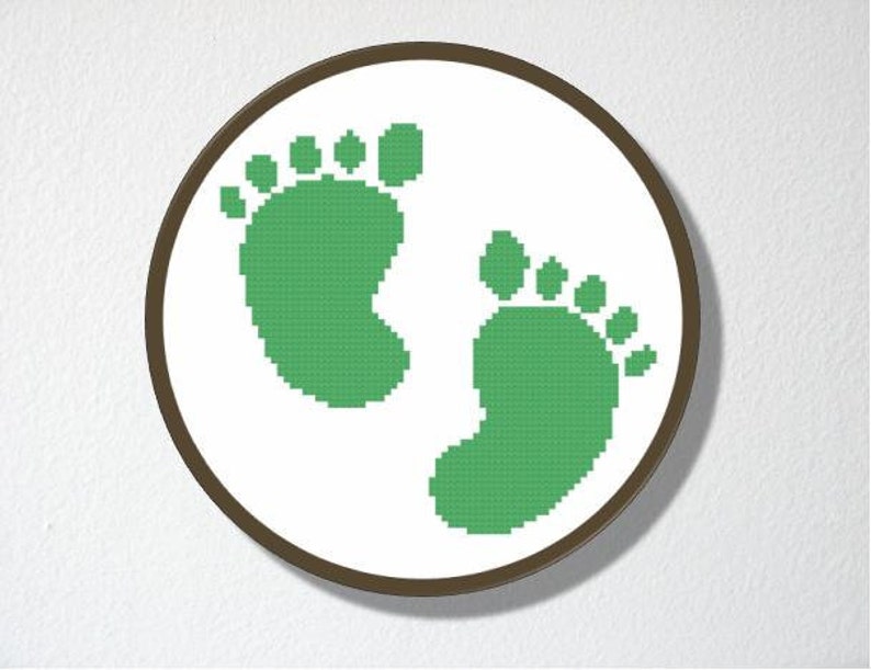 Counted Cross stitch Pattern PDF. Instant download. Baby Footprints. Includes easy beginner instructions. image 3