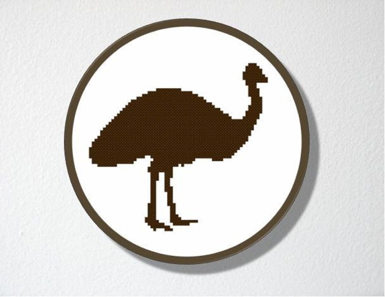 Counted Cross stitch Pattern PDF. Instant download. Emu Silhouette. Includes beginners instructions. image 3