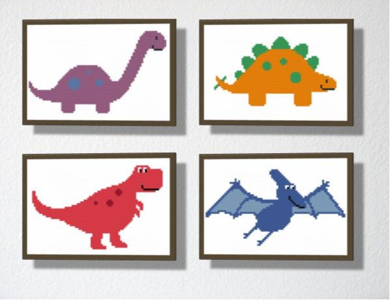 Counted Cross stitch PDF Pattern. Instant download. Pterodactyl Dinosaur. Includes easy beginners instructions. image 2