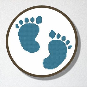 Counted Cross stitch Pattern PDF. Instant download. Baby Footprints. Includes easy beginner instructions. image 2