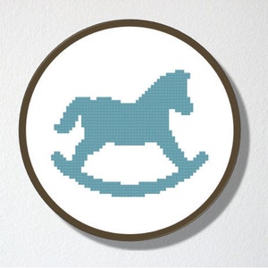 Counted Cross stitch Pattern PDF. Instant download. Rocking Horse Silhouette. Includes easy beginner instructions. image 2