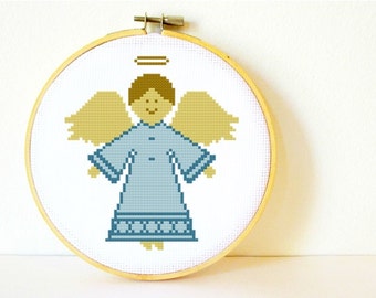 Counted Cross stitch Pattern PDF. Instant download. Angel. Includes easy beginner instructions.