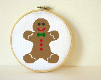 Counted Cross stitch Pattern PDF. Instant download. Gingerbread Man. Includes easy beginner instructions.