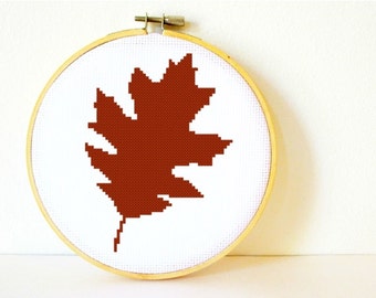 Counted Cross stitch Pattern PDF. Instant download. Oakleaf. Includes easy beginner instructions.