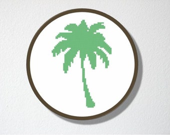 Counted Cross stitch Pattern PDF. Instant download. Palm Tree Silhouette. Includes easy beginner instructions.