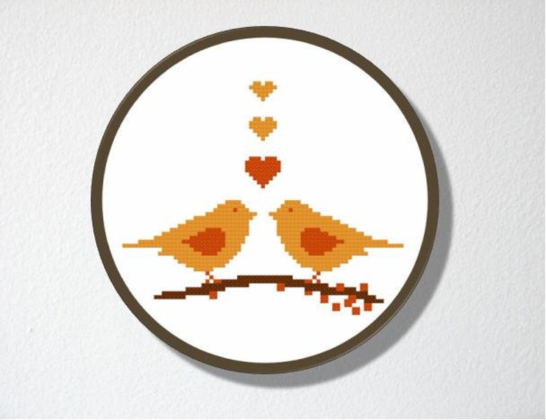 Counted Cross stitch Pattern PDF. Instant download. Love Birds. Includes easy beginner instructions. image 3