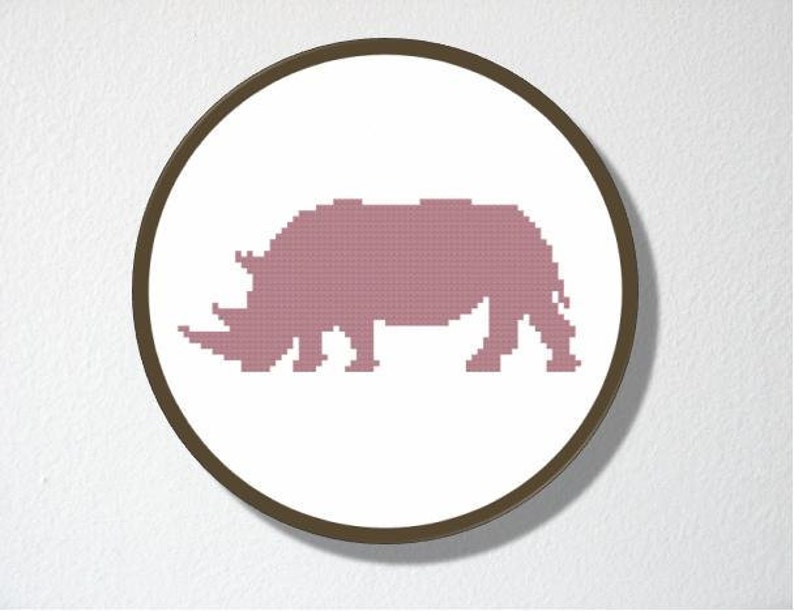 Counted Cross stitch Pattern PDF. Instant download. Rhinoceros Silhouette. Includes easy beginners instructions. image 4