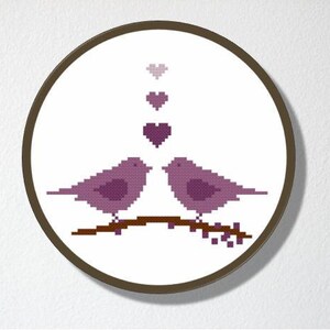 Counted Cross stitch Pattern PDF. Instant download. Love Birds in Blue. Includes easy beginner instructions. image 5