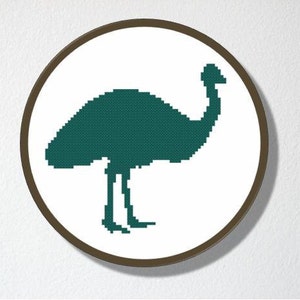 Counted Cross stitch Pattern PDF. Instant download. Emu Silhouette. Includes beginners instructions. image 1