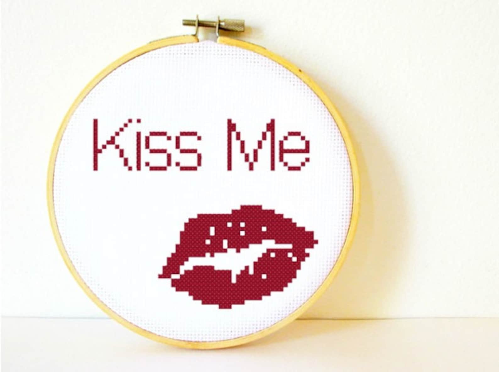 Counted Cross Stitch Pattern PDF. Instant Download. Kiss Me Etsy